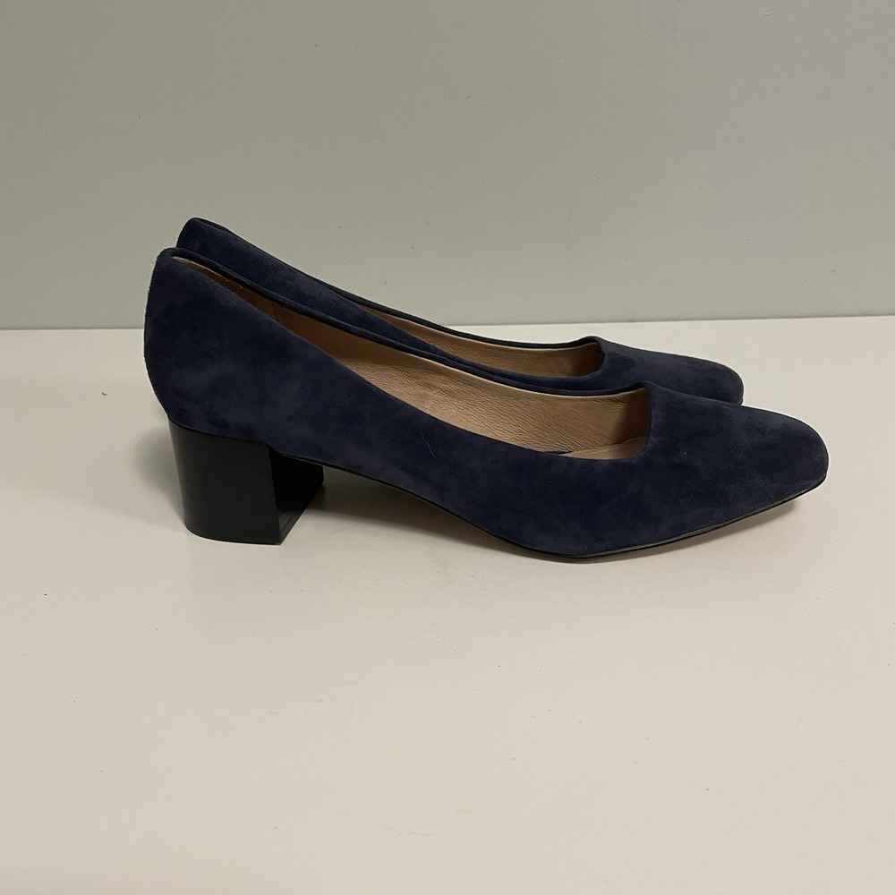 J. Jill Blue Suede Block Heel Pumps Women's Size 9 Comfort Dress Shoes